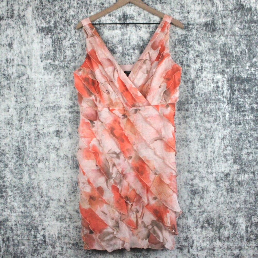 NEW Ann Taylor Silk Womens Size 12 P (Petite) Midi Floral Layered Dress Lined